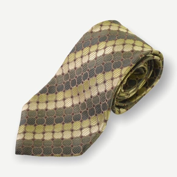Alfani Neck Tie OS Mens Formal Green Ombre Multicolor Geometric Circle Print - Picture 3 of 7
